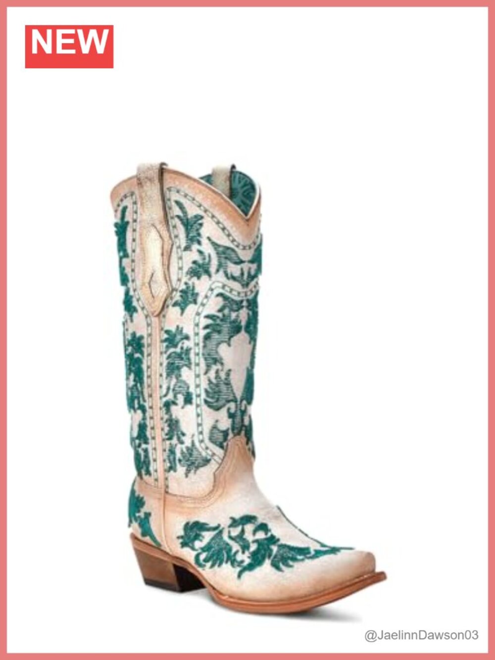 Leather Western Cowboy Boots Snip Toe Calf High Cuban Heel Pull On